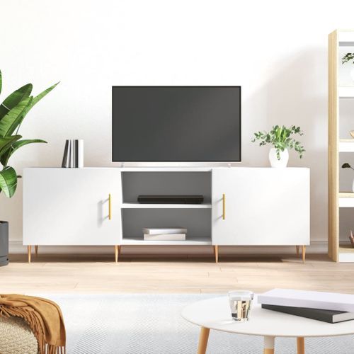 Meuble TV blanc 150x30x50 cm bois d'ingénierie - Photo n°2; ?>