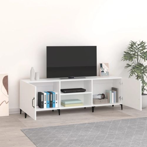 Meuble TV blanc 150x30x50 cm bois d'ingénierie - Photo n°3; ?>