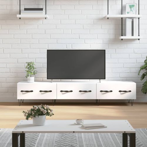 Meuble TV blanc 150x36x30 cm bois d'ingénierie - Photo n°2; ?>