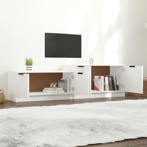 Meuble TV Blanc 158,5x36x45 cm Bois d'ingénierie - Photo n°3; ?>