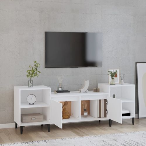 Meuble TV Blanc 160x35x55 cm Bois d'ingénierie - Photo n°3; ?>