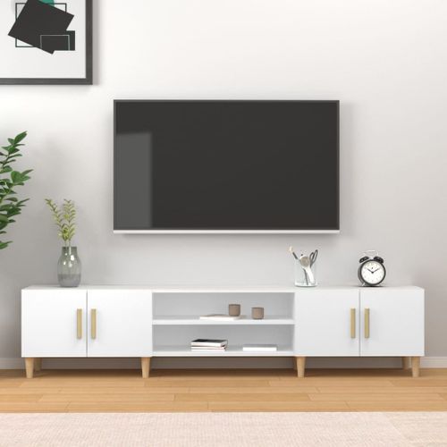 Meuble TV blanc 180x31,5x40 cm bois d'ingénierie - Photo n°2; ?>