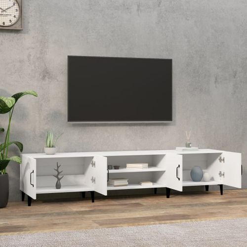 Meuble TV blanc 180x31,5x40 cm bois d'ingénierie - Photo n°3; ?>
