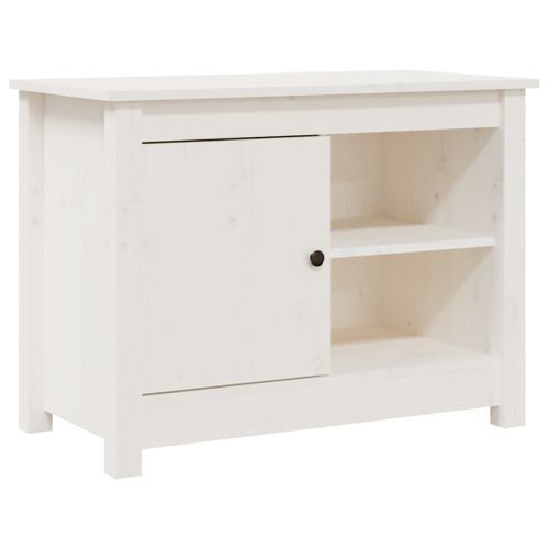 Meuble TV Blanc 70x36,5x52 cm Bois de pin massif - Photo n°2; ?>