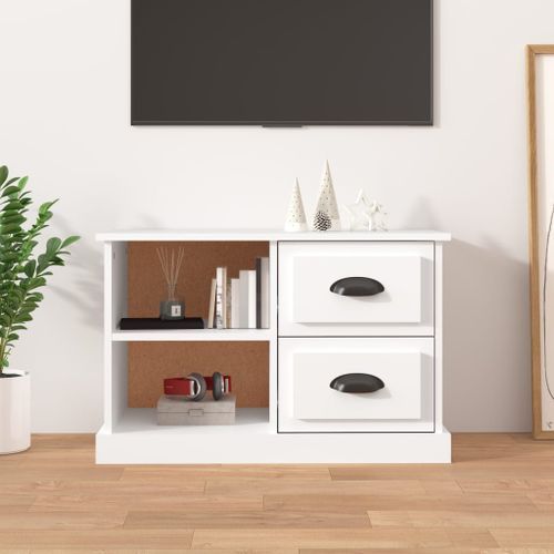 Meuble TV blanc 73x35,5x47,5 cm bois d'ingénierie - Photo n°2; ?>