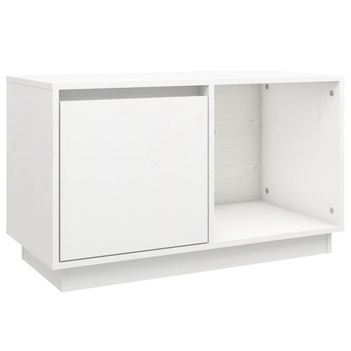 Meuble TV Blanc 74x35x44 cm Bois de pin massif - Photo n°2; ?>