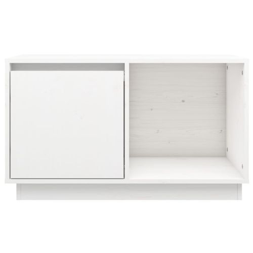 Meuble TV Blanc 74x35x44 cm Bois de pin massif - Photo n°3; ?>