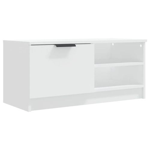 Meuble TV Blanc 80x35x36,5 cm Bois d'ingénierie - Photo n°2; ?>