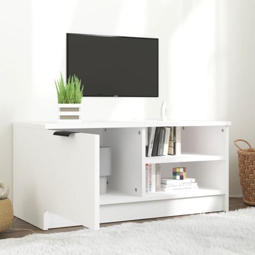 Meuble TV Blanc 80x35x36,5 cm Bois d'ingénierie - Photo n°3; ?>