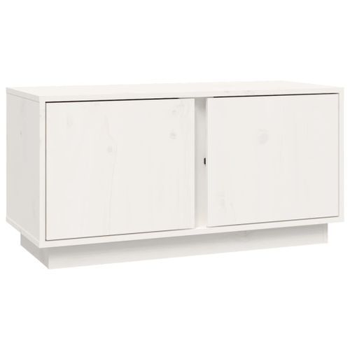 Meuble TV Blanc 80x35x40,5 cm Bois de pin massif - Photo n°2; ?>