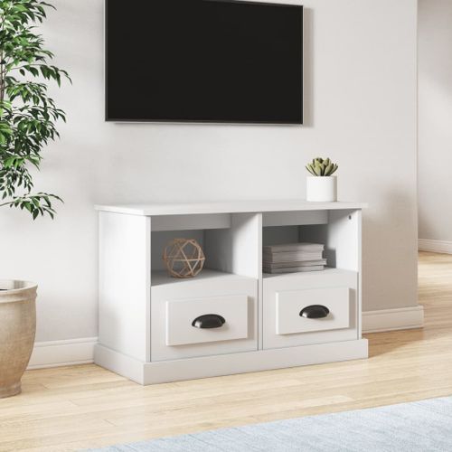 Meuble TV blanc 80x35x50 cm bois d'ingénierie - Photo n°2; ?>