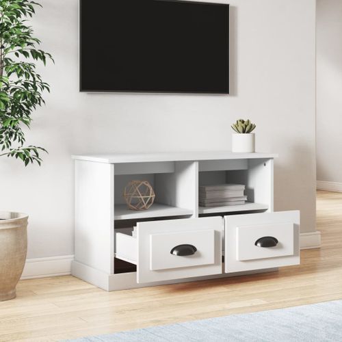 Meuble TV blanc 80x35x50 cm bois d'ingénierie - Photo n°3; ?>