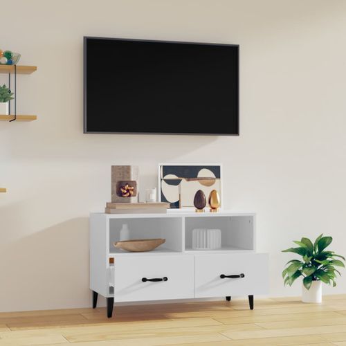 Meuble TV Blanc 80x36x50 cm Bois d'ingénierie - Photo n°3; ?>