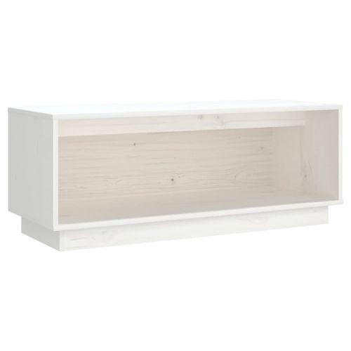 Meuble TV Blanc 90x35x35 cm Bois de pin massif - Photo n°2; ?>