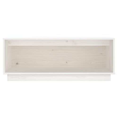 Meuble TV Blanc 90x35x35 cm Bois de pin massif - Photo n°3; ?>