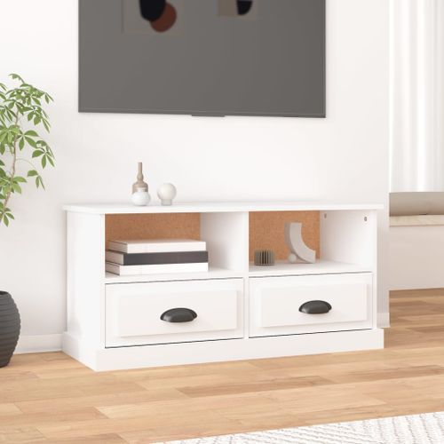 Meuble TV blanc 93x35,5x45 cm bois d'ingénierie - Photo n°2; ?>