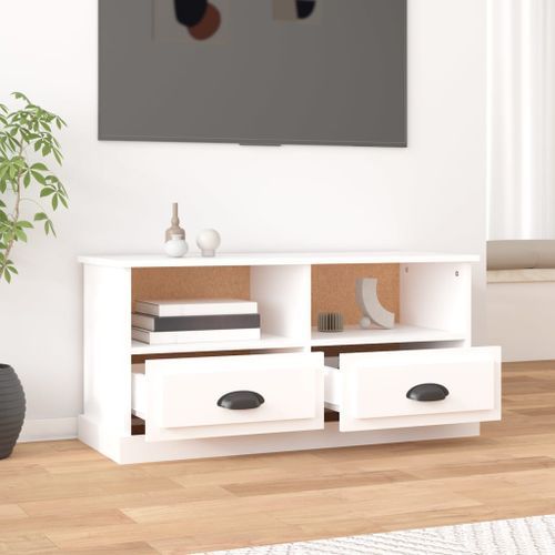 Meuble TV blanc 93x35,5x45 cm bois d'ingénierie - Photo n°3; ?>