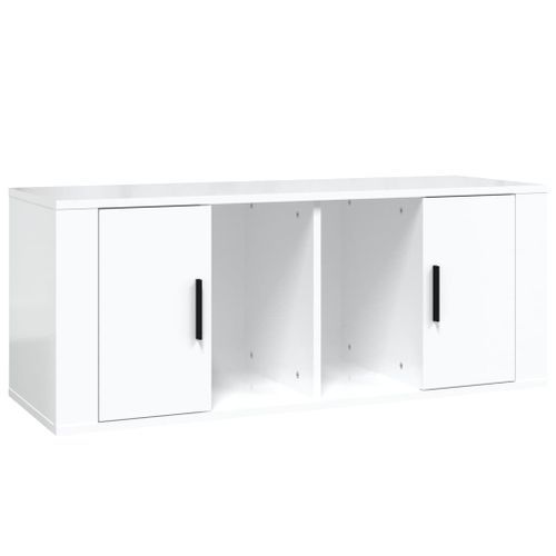 Meuble TV Blanc brillant 100x35x40 cm Bois d'ingénierie - Photo n°2; ?>