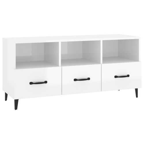 Meuble TV Blanc brillant 102x35x50 cm Bois d'ingénierie - Photo n°2; ?>