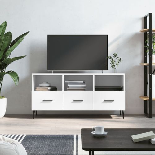 Meuble TV Blanc brillant 102x36x50 cm Bois d'ingénierie - Photo n°2; ?>