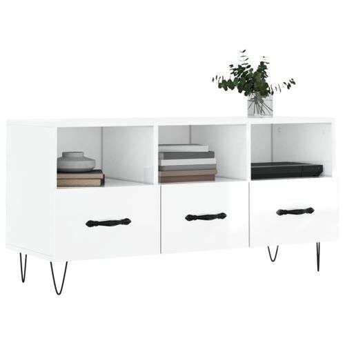 Meuble TV Blanc brillant 102x36x50 cm Bois d'ingénierie - Photo n°3; ?>