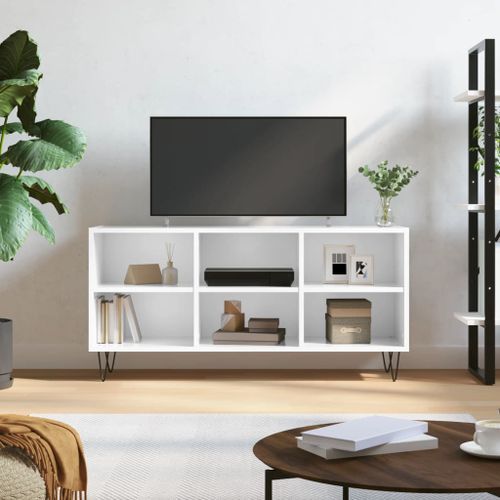 Meuble TV blanc brillant 103,5x30x50 cm bois d'ingénierie - Photo n°2; ?>