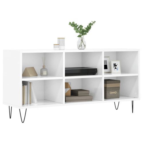 Meuble TV blanc brillant 103,5x30x50 cm bois d'ingénierie - Photo n°3; ?>