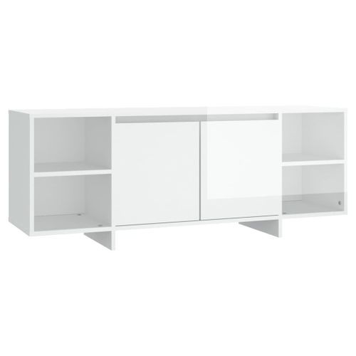 Meuble TV blanc brillant 130x35x50 cm bois d'ingénierie - Photo n°2; ?>