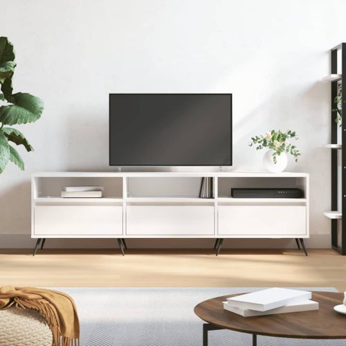 Meuble TV blanc brillant 150x30x44,5 cm bois d'ingénierie - Photo n°2; ?>