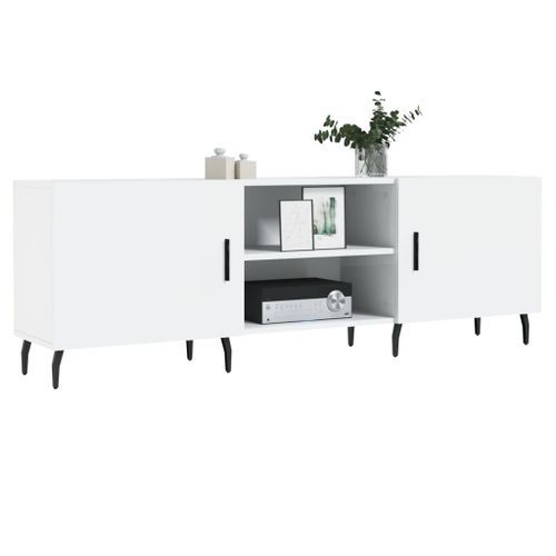 Meuble TV blanc brillant 150x30x50 cm bois d'ingénierie - Photo n°3; ?>