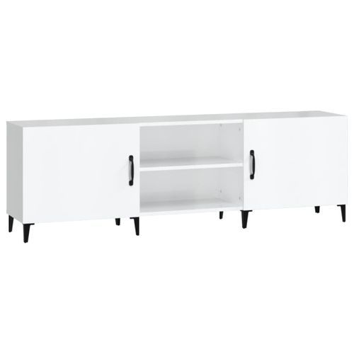 Meuble TV blanc brillant 150x30x50 cm bois d'ingénierie - Photo n°2; ?>