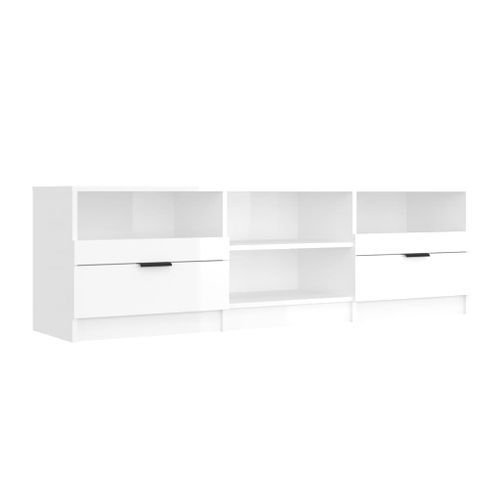 Meuble TV Blanc brillant 150x33,5x45 cm Bois d'ingénierie - Photo n°2; ?>