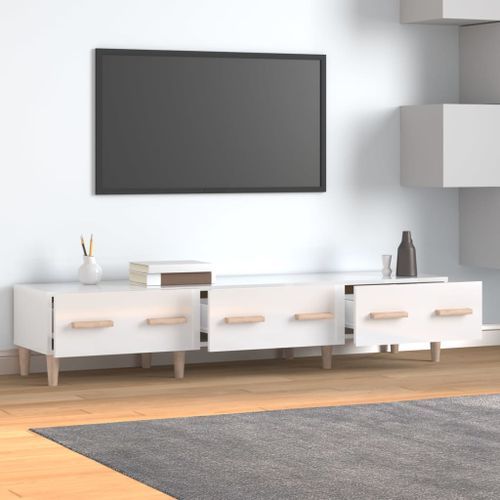 Meuble TV Blanc brillant 150x34,5x30 cm Bois d'ingénierie - Photo n°2; ?>