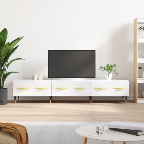 Meuble TV blanc brillant 150x36x30 cm bois d'ingénierie - Photo n°2; ?>