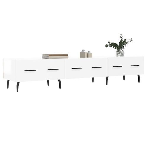 Meuble TV blanc brillant 150x36x30 cm bois d'ingénierie - Photo n°3; ?>