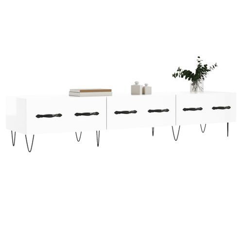 Meuble TV blanc brillant 150x36x30 cm bois d'ingénierie - Photo n°3; ?>