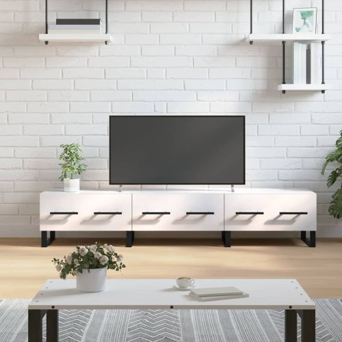 Meuble TV blanc brillant 150x36x30 cm bois d'ingénierie - Photo n°2; ?>