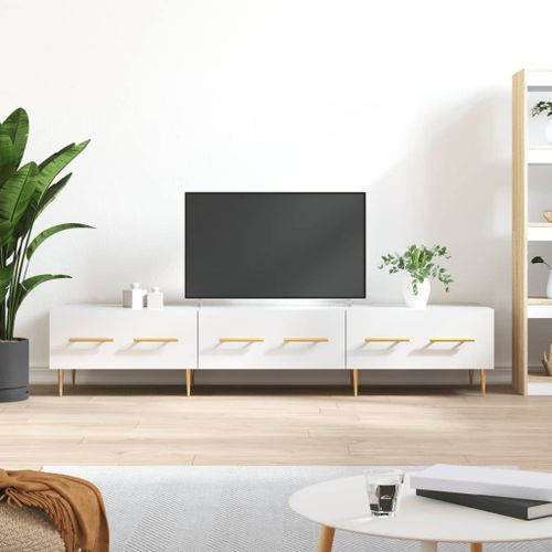 Meuble TV blanc brillant 150x36x30 cm bois d'ingénierie - Photo n°2; ?>