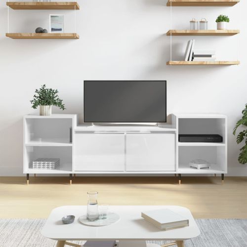 Meuble TV Blanc brillant 160x35x55 cm Bois d'ingénierie - Photo n°2; ?>