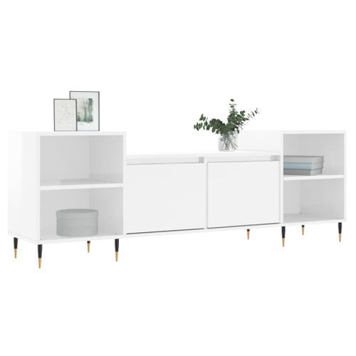 Meuble TV Blanc brillant 160x35x55 cm Bois d'ingénierie - Photo n°3; ?>