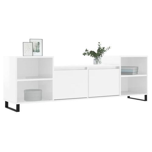 Meuble TV Blanc brillant 160x35x55 cm Bois d'ingénierie - Photo n°3; ?>