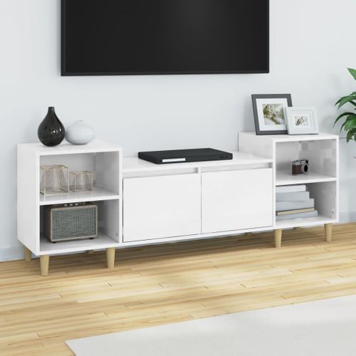 Meuble TV Blanc brillant 160x35x55 cm Bois d'ingénierie - Photo n°2; ?>