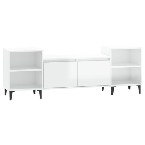 Meuble TV Blanc brillant 160x35x55 cm Bois d'ingénierie - Photo n°2; ?>