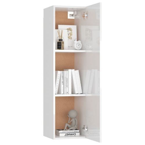 Meuble TV Blanc brillant 30,5x30x110 cm - Photo n°3; ?>