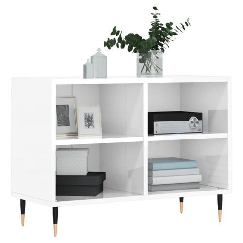 Meuble TV blanc brillant 69,5 x 30 x 50 cm bois d'ingénierie - Photo n°3; ?>