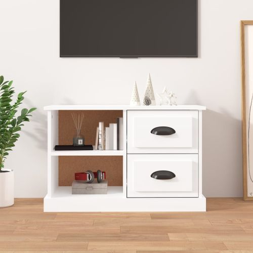 Meuble TV blanc brillant 73x35,5x47,5 cm bois d'ingénierie - Photo n°2; ?>