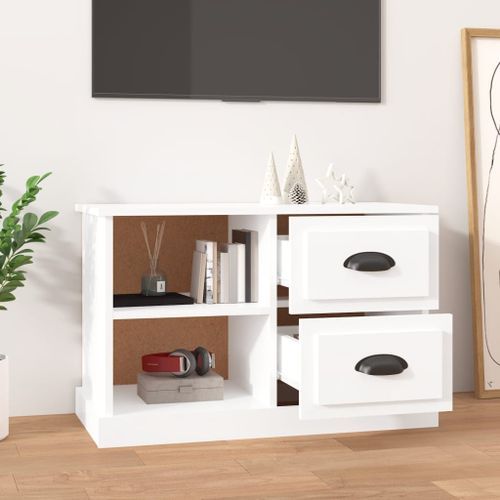 Meuble TV blanc brillant 73x35,5x47,5 cm bois d'ingénierie - Photo n°3; ?>