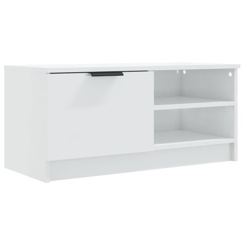 Meuble TV Blanc brillant 80x35x36,5 cm Bois d'ingénierie - Photo n°2; ?>