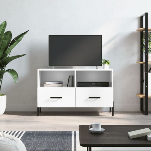 Meuble TV Blanc brillant 80x36x50 cm Bois d'ingénierie - Photo n°2; ?>