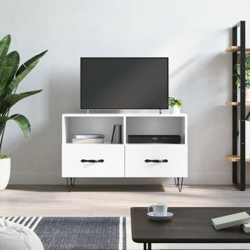 Meuble TV Blanc brillant 80x36x50 cm Bois d'ingénierie - Photo n°2; ?>